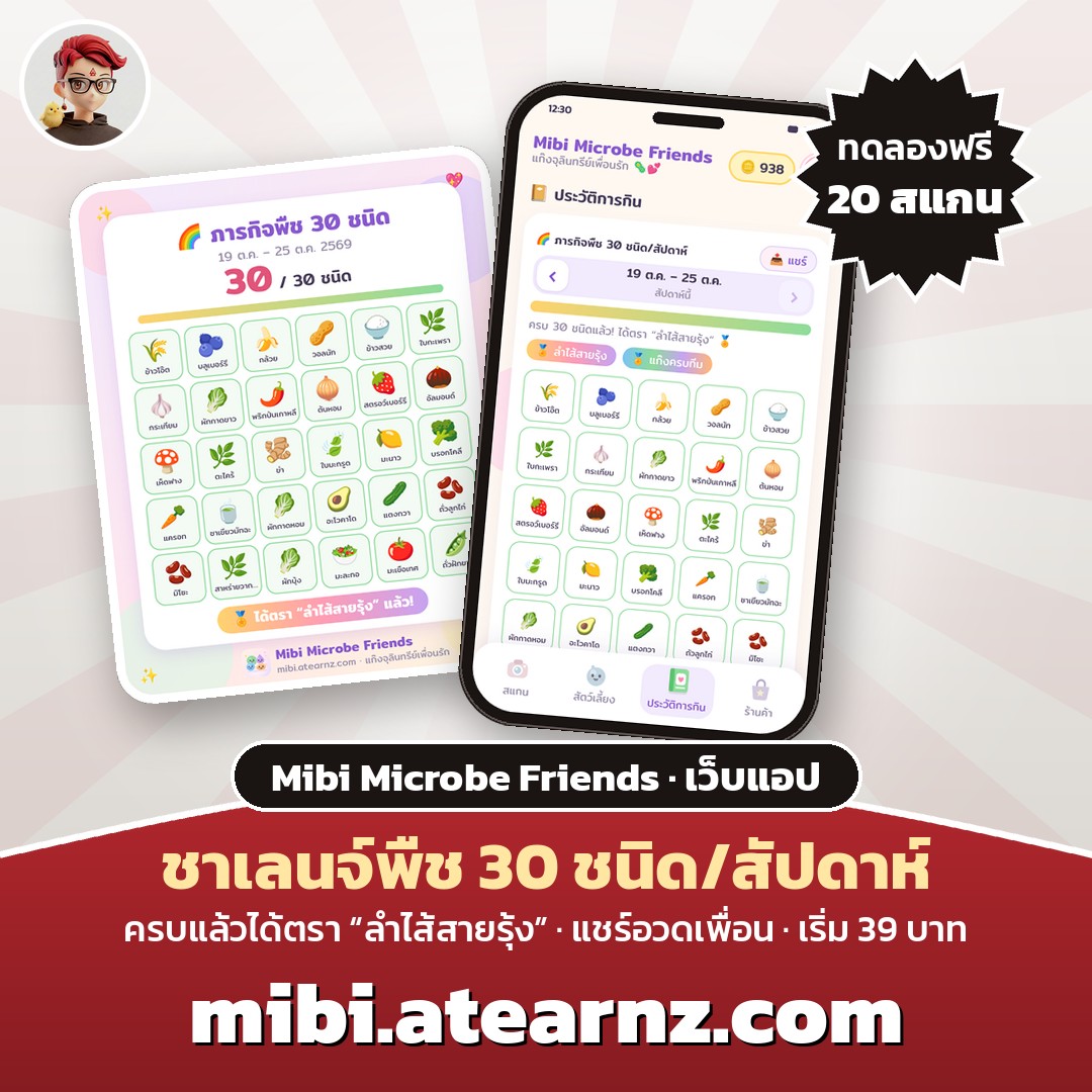 ชาเลนจ์พืช 30 ชนิดต่อสัปดาห์ใน Mibi