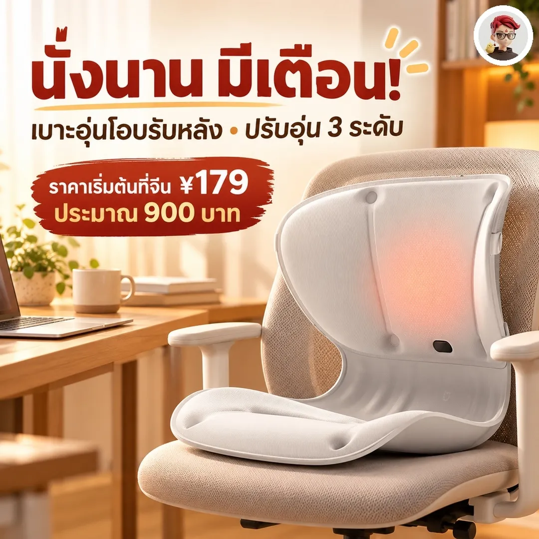 เบาะอุ่น Mijia เตือนเมื่อนั่งนาน เปิดระดมทุนบน Xiaomi Youpin