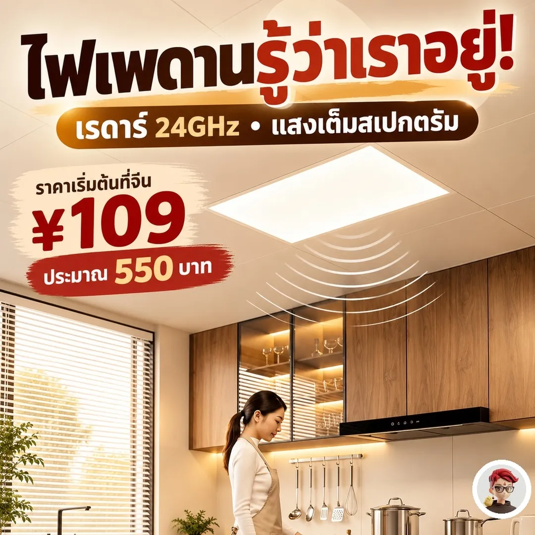 Yeelight M4 แผงไฟเพดานเรดาร์ตรวจจับคน เปิดระดมทุนบน Xiaomi Youpin