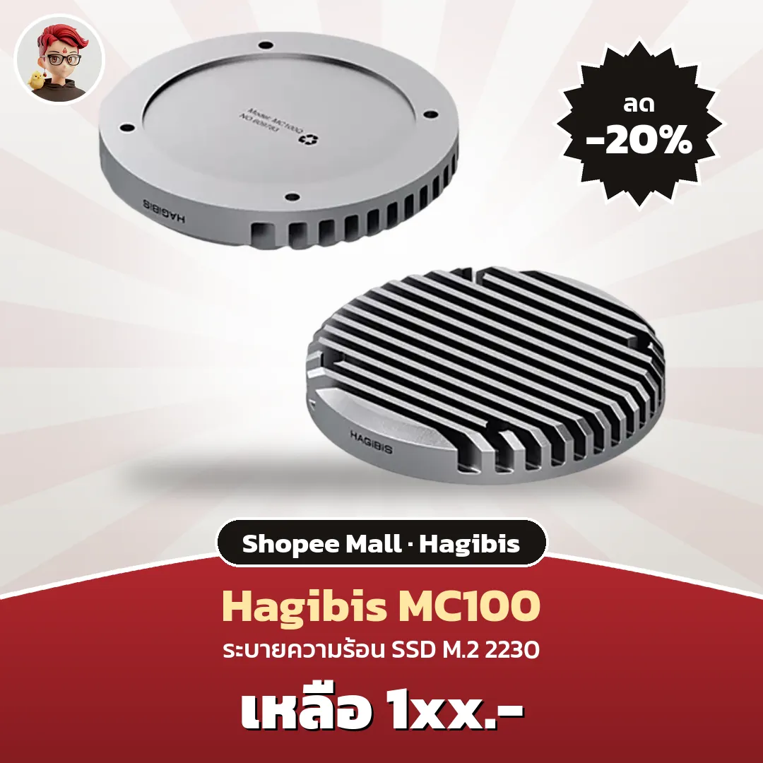 Hagibis MC100 ฮีตซิงก์ SSD M.2 2230 ลด 20% บน Shopee