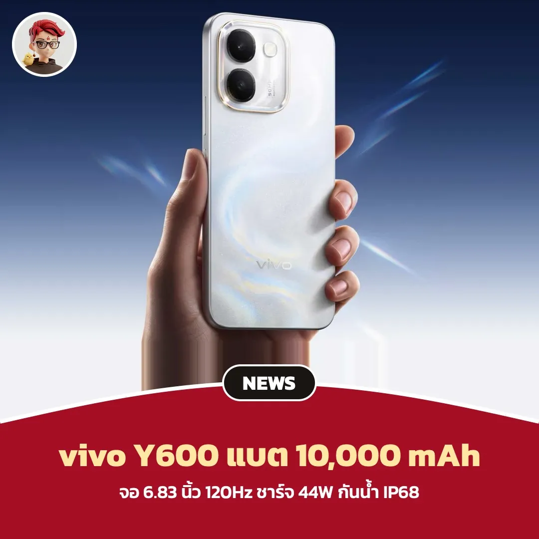 vivo Y600 เปิดตัว 30 ต.ค. แบต 10,000mAh พร้อมสถิติไลฟ์ 32 ชั่วโมง